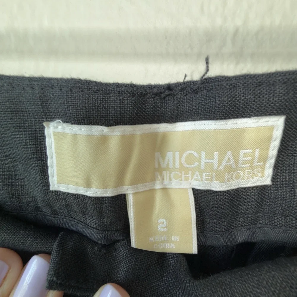 Michael Kors Women 2 100%  Linen Wide Leg Pants Trouser Cuffed Comfort Light NWT